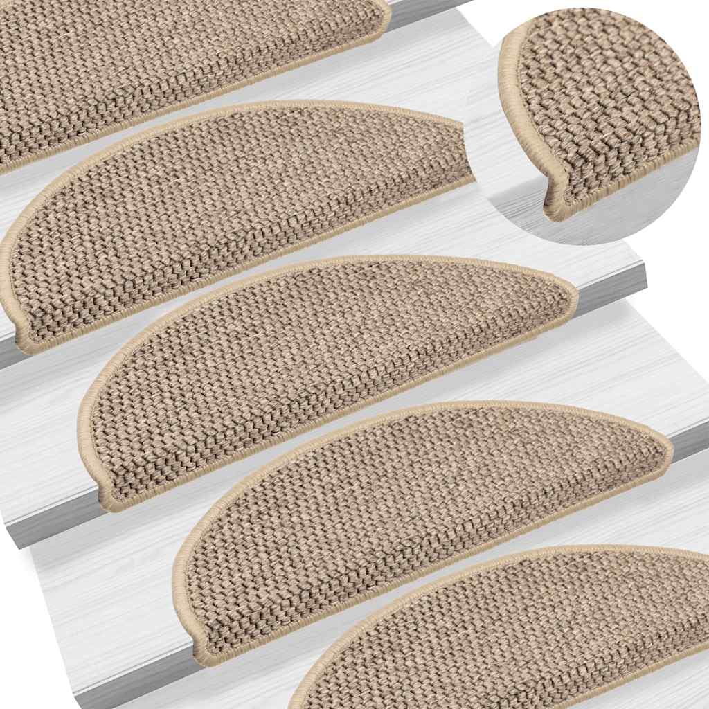 Tapis d'escalier autocollants 30 pcs 56x17x3 cm beige foncé