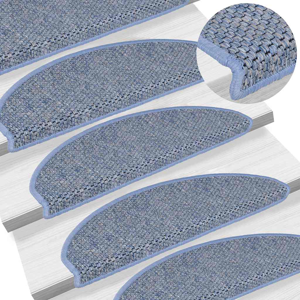 Tapis d'escalier autocollants 30 pcs 65x21x4 cm bleu