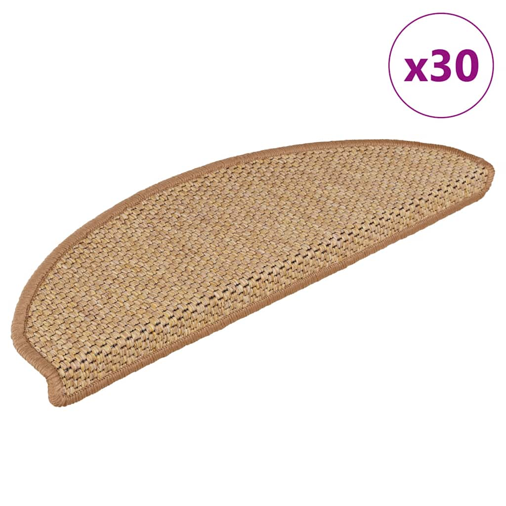 Tapis d'escalier autocollants 30 pcs 65x21x4 cm sisal