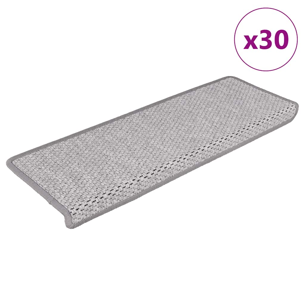 Tapis d'escalier autocollants 30 pcs 65x21x4 cm platine