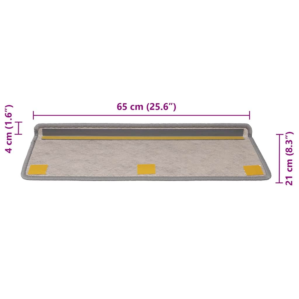 Tapis d'escalier autocollants 30 pcs 65x21x4 cm platine