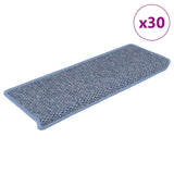 Tapis d'escalier autocollants 30 pcs 65x21x4 cm bleu