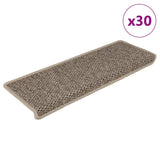 Tapis d'escalier autocollants 30 pcs 65x21x4 cm beige foncé