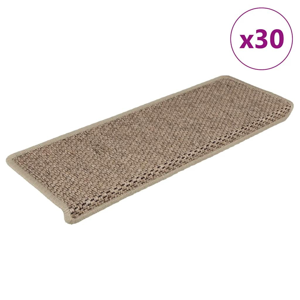 Tapis d'escalier autocollants 30 pcs 65x21x4 cm sable