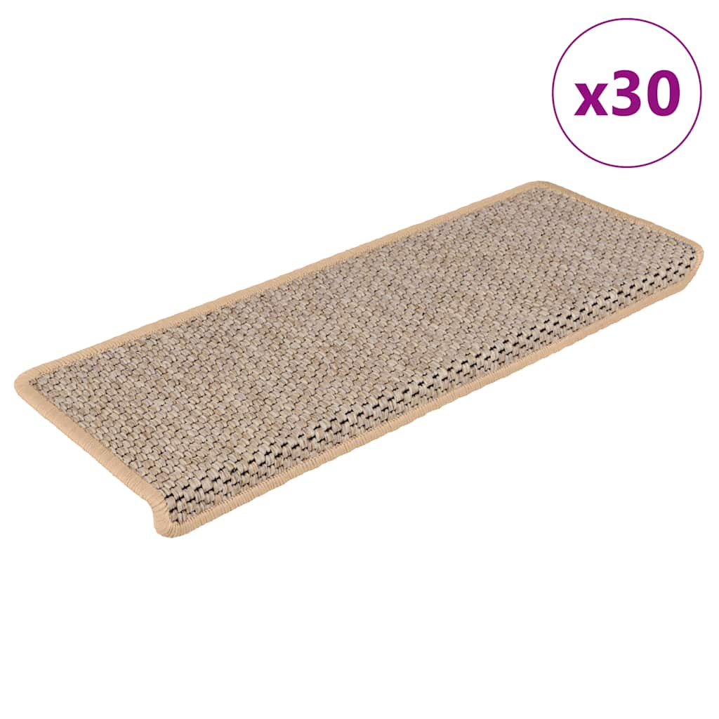 Tapis d'escalier autocollants 30 pcs 65x21x4 cm beige clair