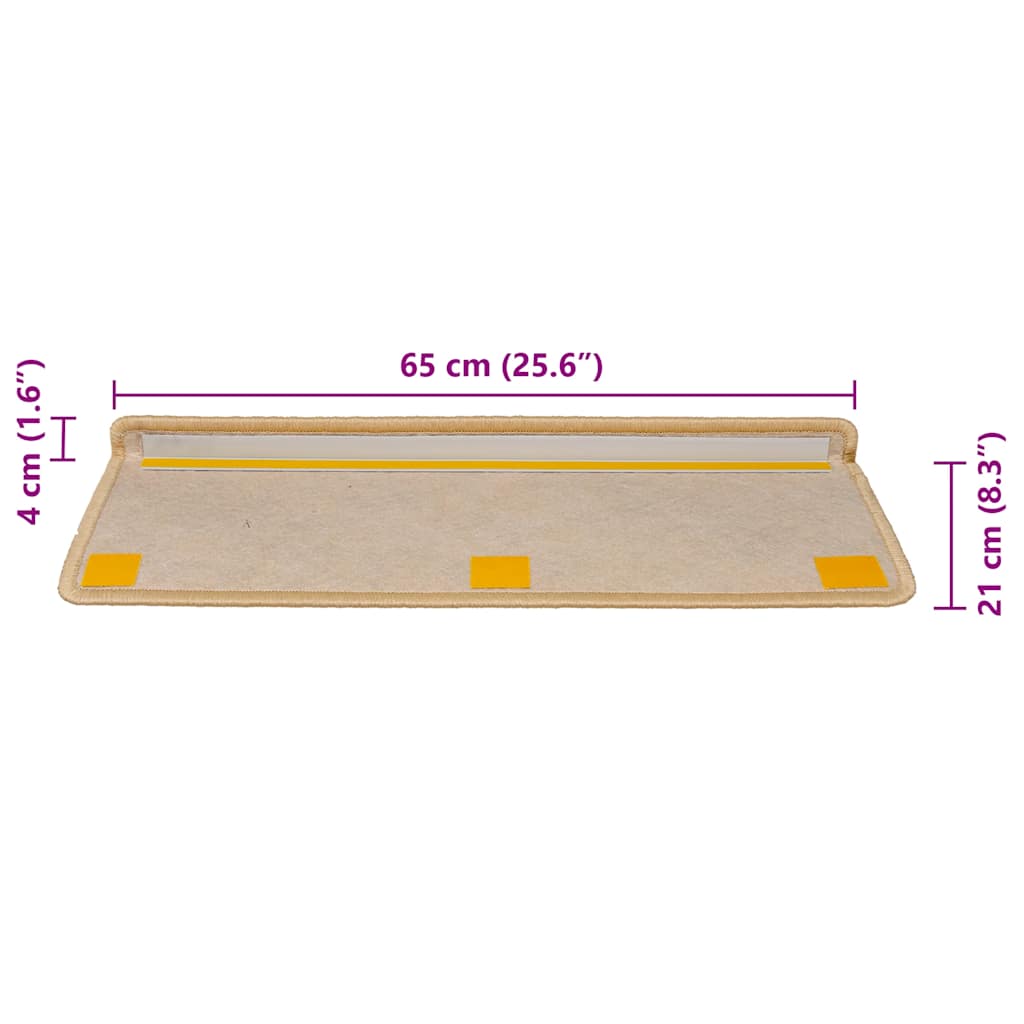 Tapis d'escalier autocollants 30 pcs 65x21x4 cm beige clair