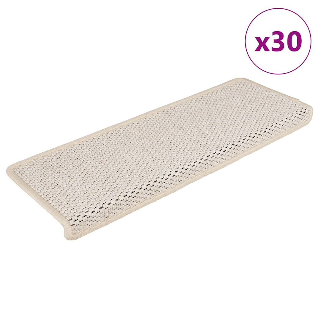 Tapis d'escalier autocollants 30 pcs 65x21x4 cm crème