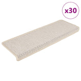 Tapis d'escalier autocollants 30 pcs 65x21x4 cm crème