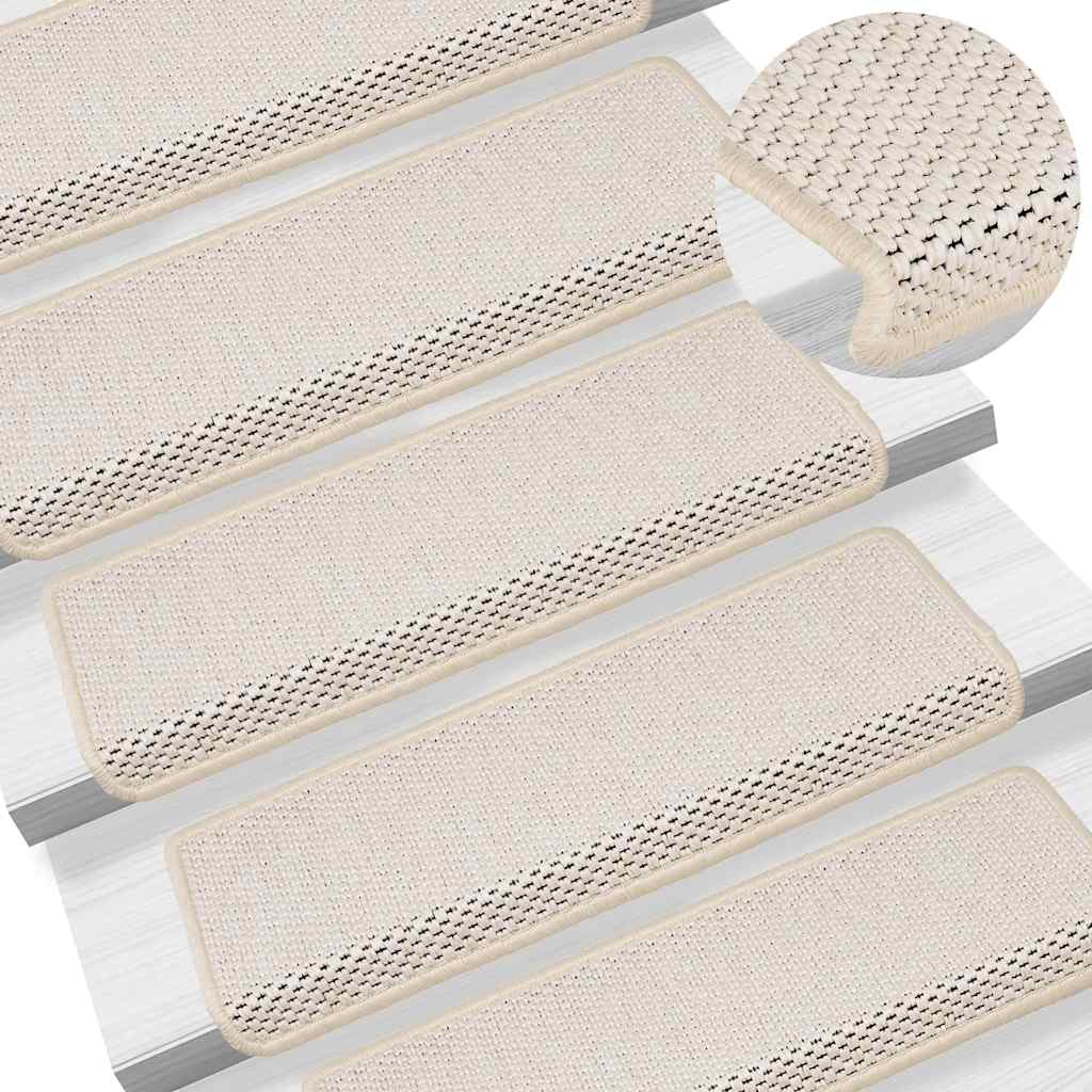 Tapis d'escalier autocollants 30 pcs 65x21x4 cm crème