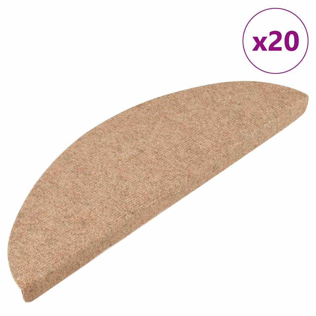 Tapis d'escalier auto-adhésifs 20 pcs beige 65x22,5x3,5 cm