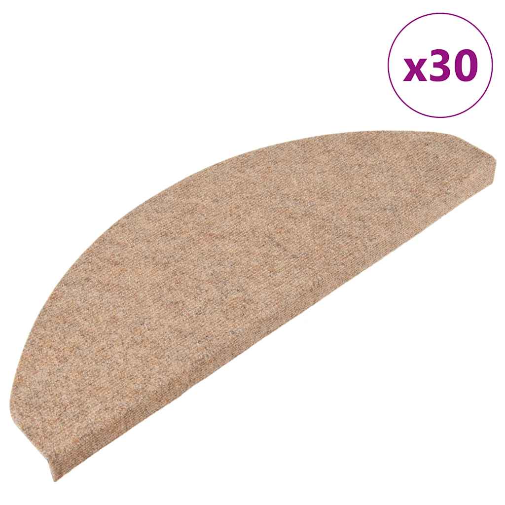 Tapis d'escalier auto-adhésifs 30 pcs beige 65x22,5x3,5 cm