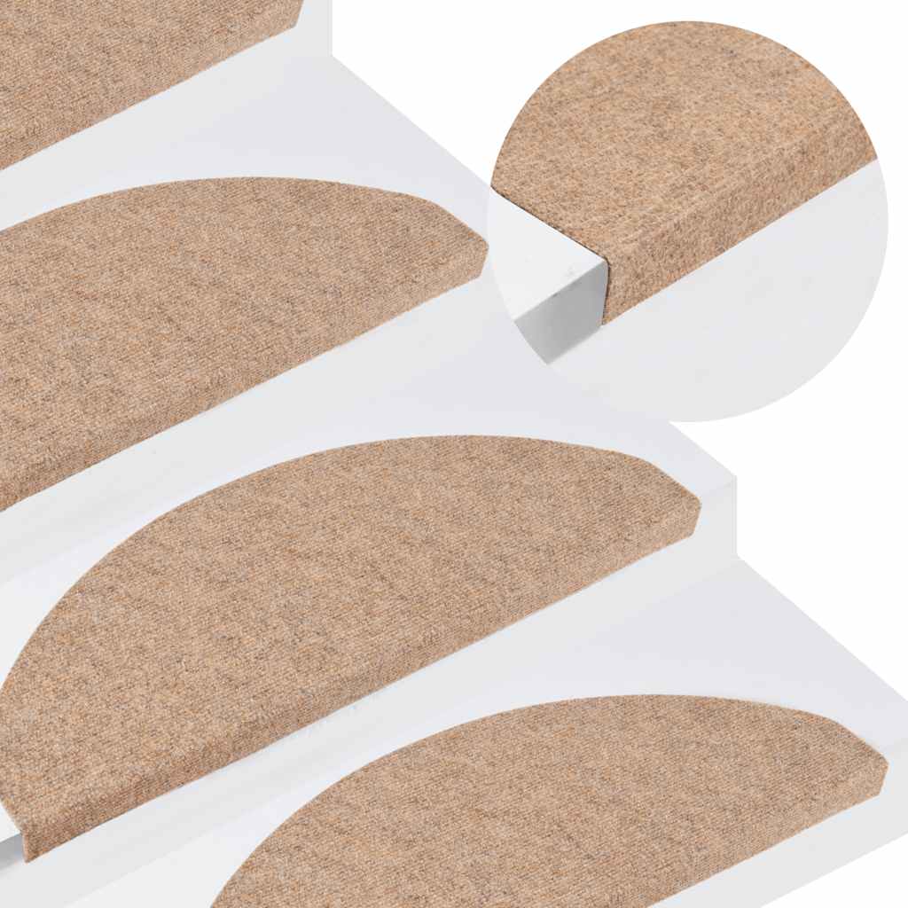 Tapis d'escalier auto-adhésifs 30 pcs beige 65x22,5x3,5 cm