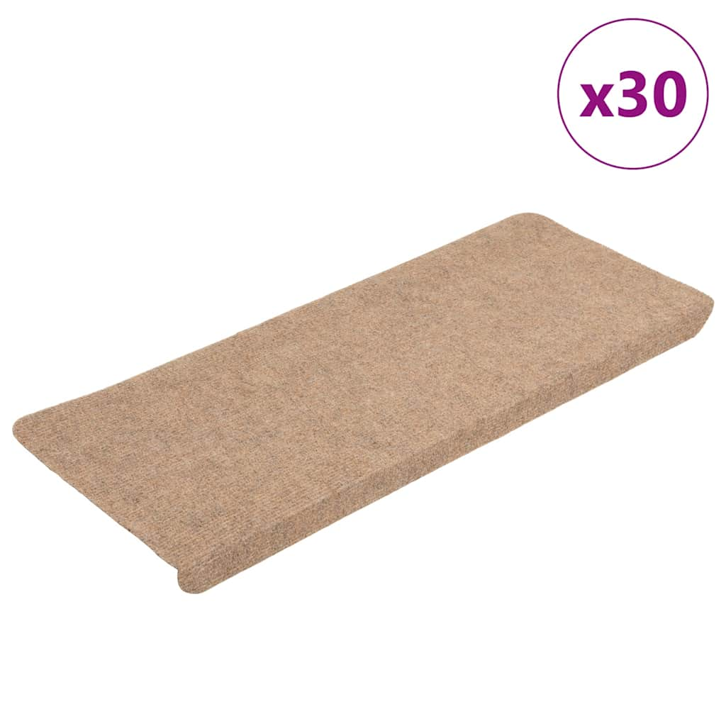 Tapis d'escalier auto-adhésifs 30 pcs beige 65x24,5x3,5 cm