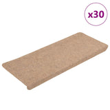 Tapis d'escalier auto-adhésifs 30 pcs beige 65x24,5x3,5 cm