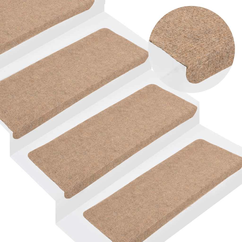 Tapis d'escalier auto-adhésifs 30 pcs beige 65x24,5x3,5 cm