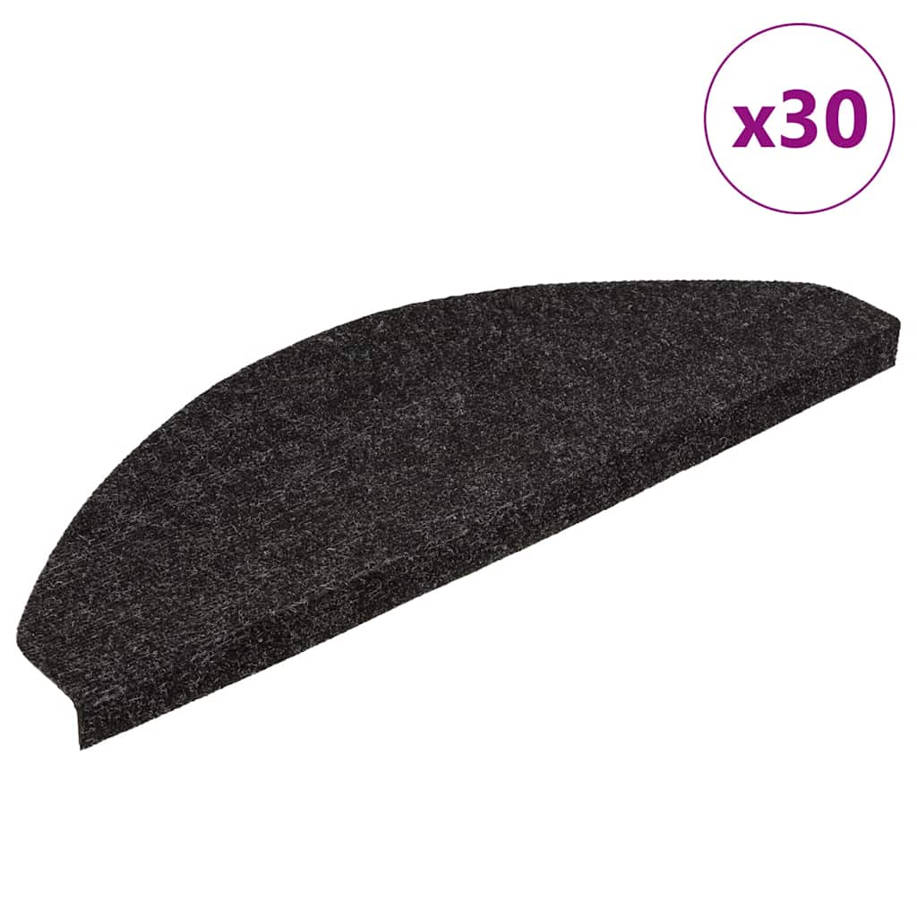 Tapis d'escalier auto-adhésifs 30 pcs anthracite 65x22,5x3,5 cm