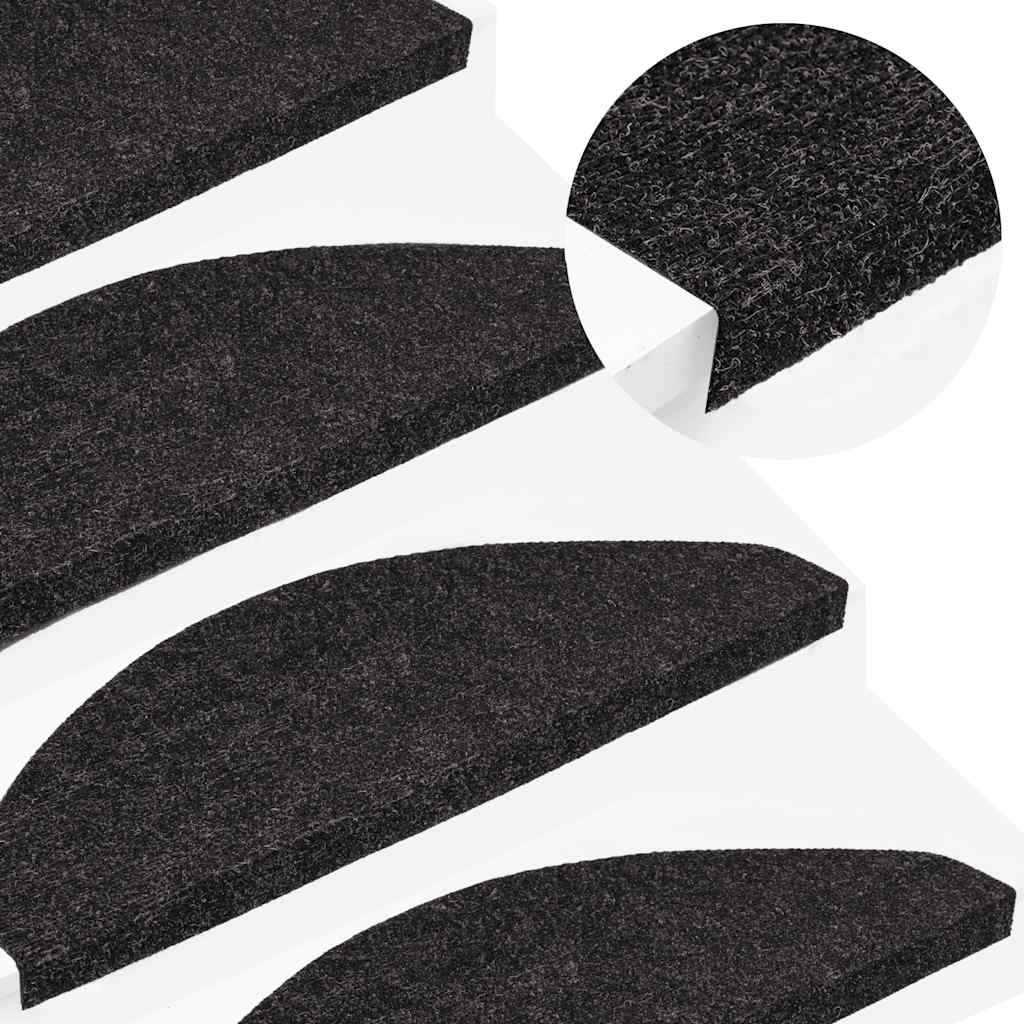 Tapis d'escalier auto-adhésifs 30 pcs anthracite 65x22,5x3,5 cm