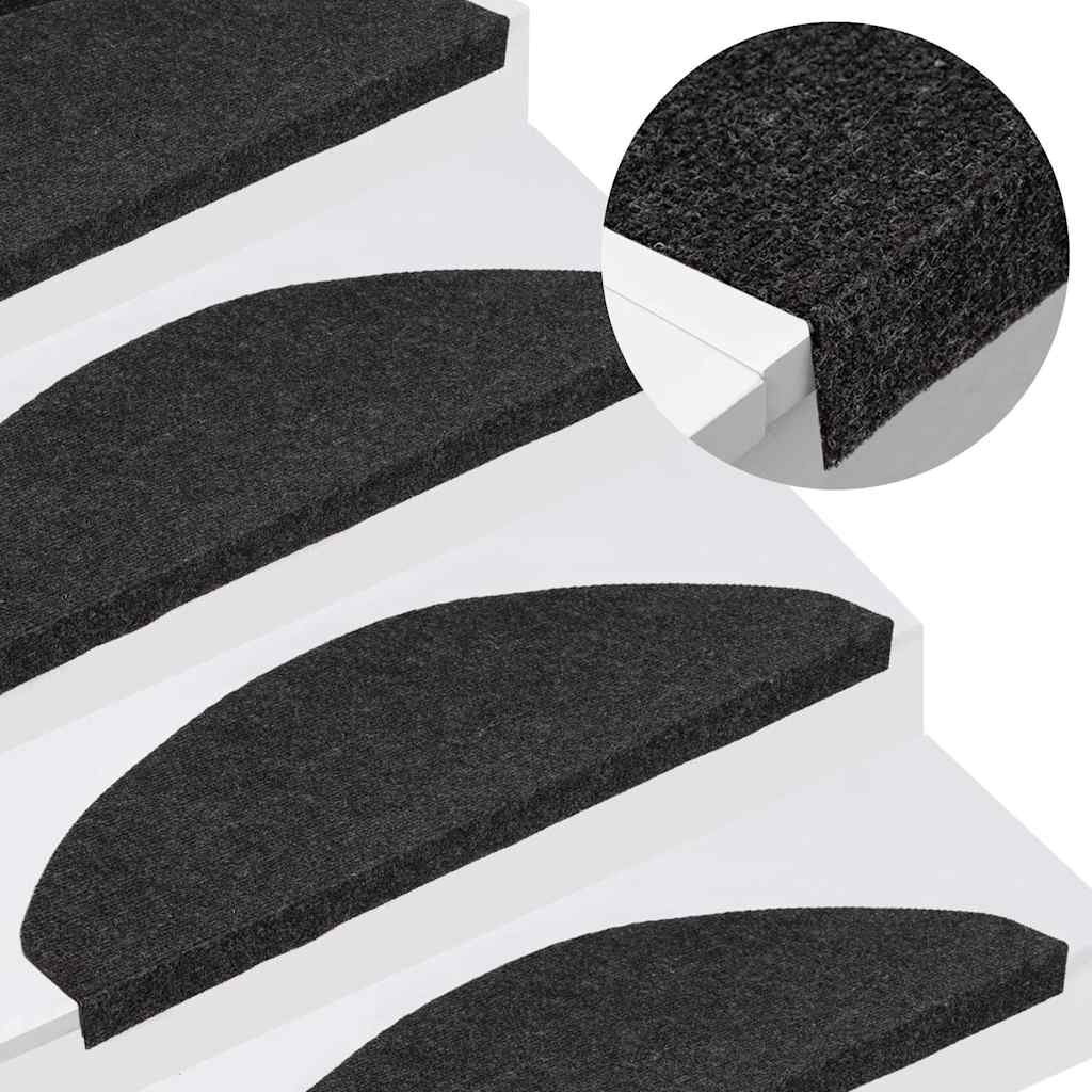 Tapis d'escalier auto-adhésifs 30 pcs noir 65x22,5x3,5 cm