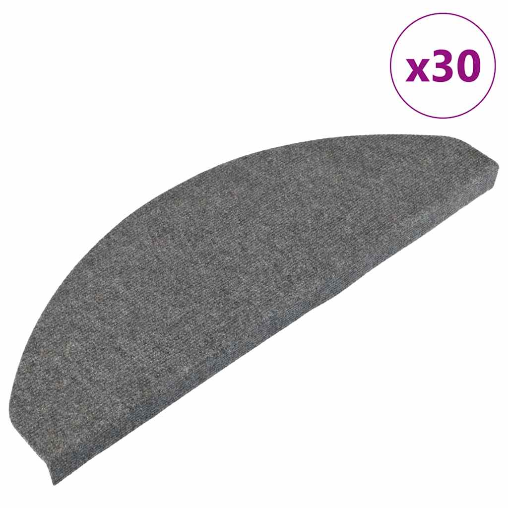 Tapis d'escalier auto-adhésifs 30 pcs gris 65x22,5x3,5 cm