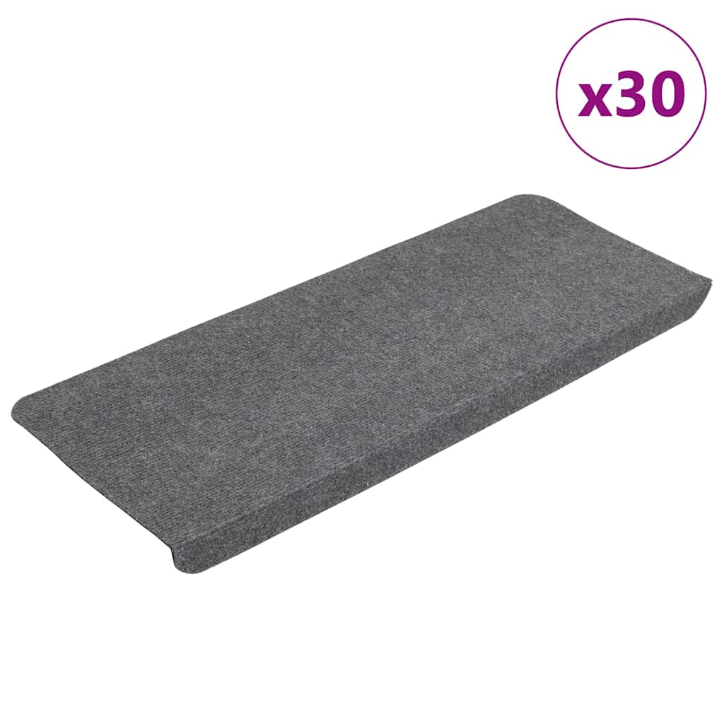 Tapis d'escalier auto-adhésifs 30 pcs gris 65x24,5x3,5 cm