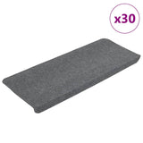 Tapis d'escalier auto-adhésifs 30 pcs gris 65x24,5x3,5 cm