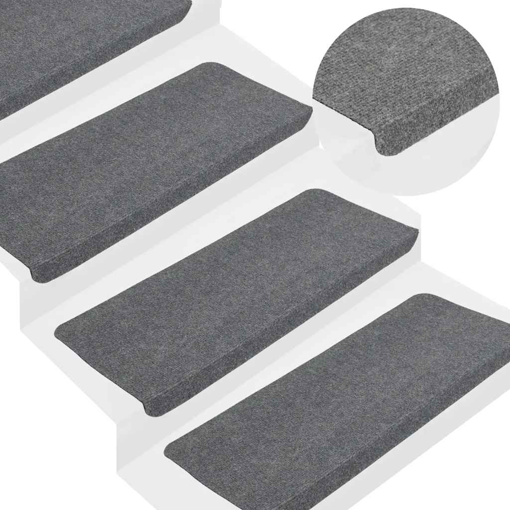 Tapis d'escalier auto-adhésifs 30 pcs gris 65x24,5x3,5 cm