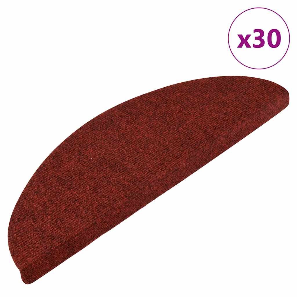 Tapis d'escalier autocollants 30 pcs rouge 56x17x3 cm