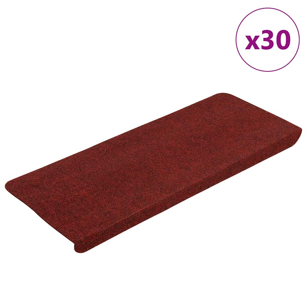 Tapis d'escalier auto-adhésifs 30 pcs rouge 65x24,5x3,5 cm