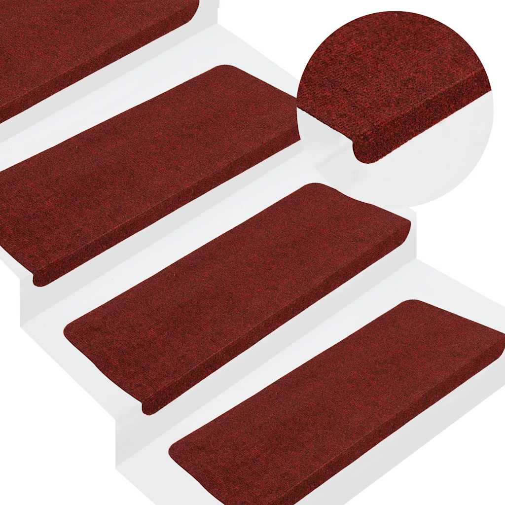 Tapis d'escalier auto-adhésifs 30 pcs rouge 65x24,5x3,5 cm