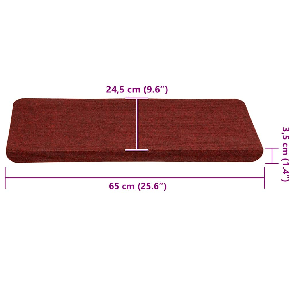 Tapis d'escalier auto-adhésifs 30 pcs rouge 65x24,5x3,5 cm