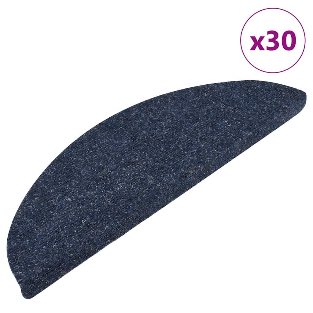 Tapis d'escalier auto-adhésifs 30 pcs bleu 56x17x3 cm