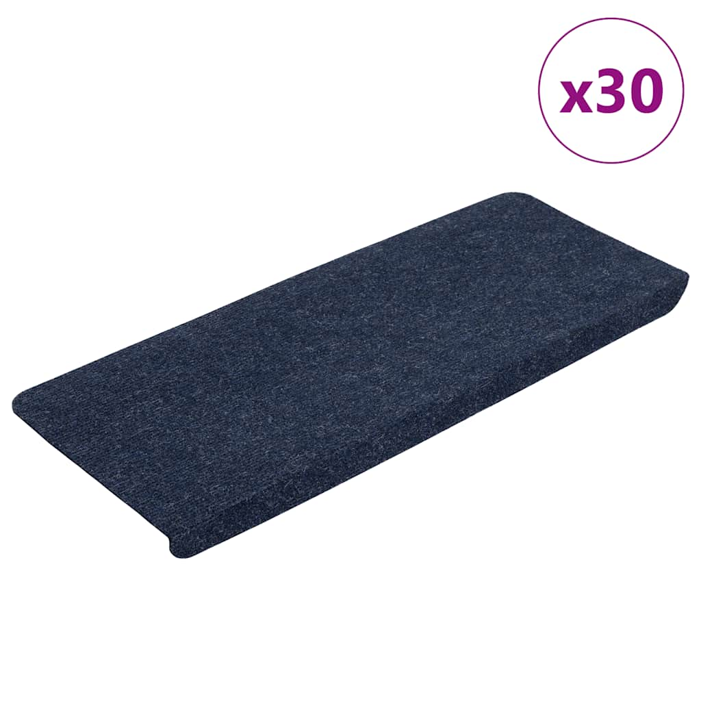 Tapis d'escalier auto-adhésifs 30 pcs bleu 65x24,5x3,5 cm