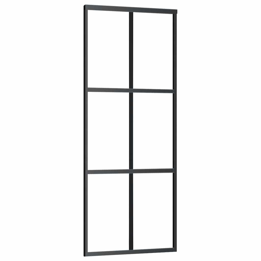 Porte coulissante kit de quincaillerie noir 76x205 cm verre ESG