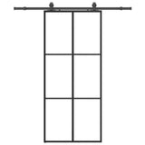 Porte coulissante kit de quincaillerie noir 90x205 cm verre ESG