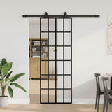 Porte coulissante kit de quincaillerie noir 76x205 cm verre ESG