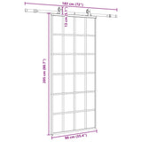 Porte coulissante kit de quincaillerie noir 90x205 cm verre ESG