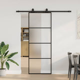 Porte coulissante kit de quincaillerie noir 76x205 cm verre ESG