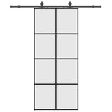 Porte coulissante kit de quincaillerie noir 90x205 cm verre ESG