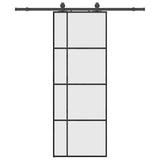 Porte coulissante kit de quincaillerie noir 76x205 cm verre ESG