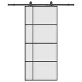 Porte coulissante kit de quincaillerie noir 90x205 cm verre ESG