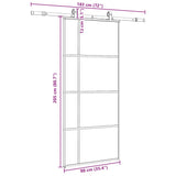 Porte coulissante kit de quincaillerie noir 90x205 cm verre ESG