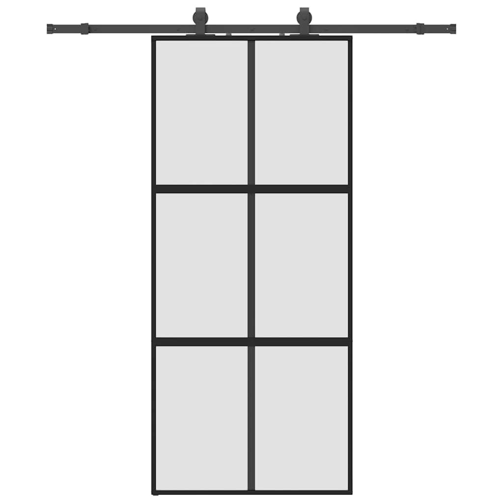 Porte coulissante avec kit de quincaillerie noir 90x205 cm