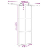 Porte coulissante kit quincaillerie noir 76x205 cm verre trempé