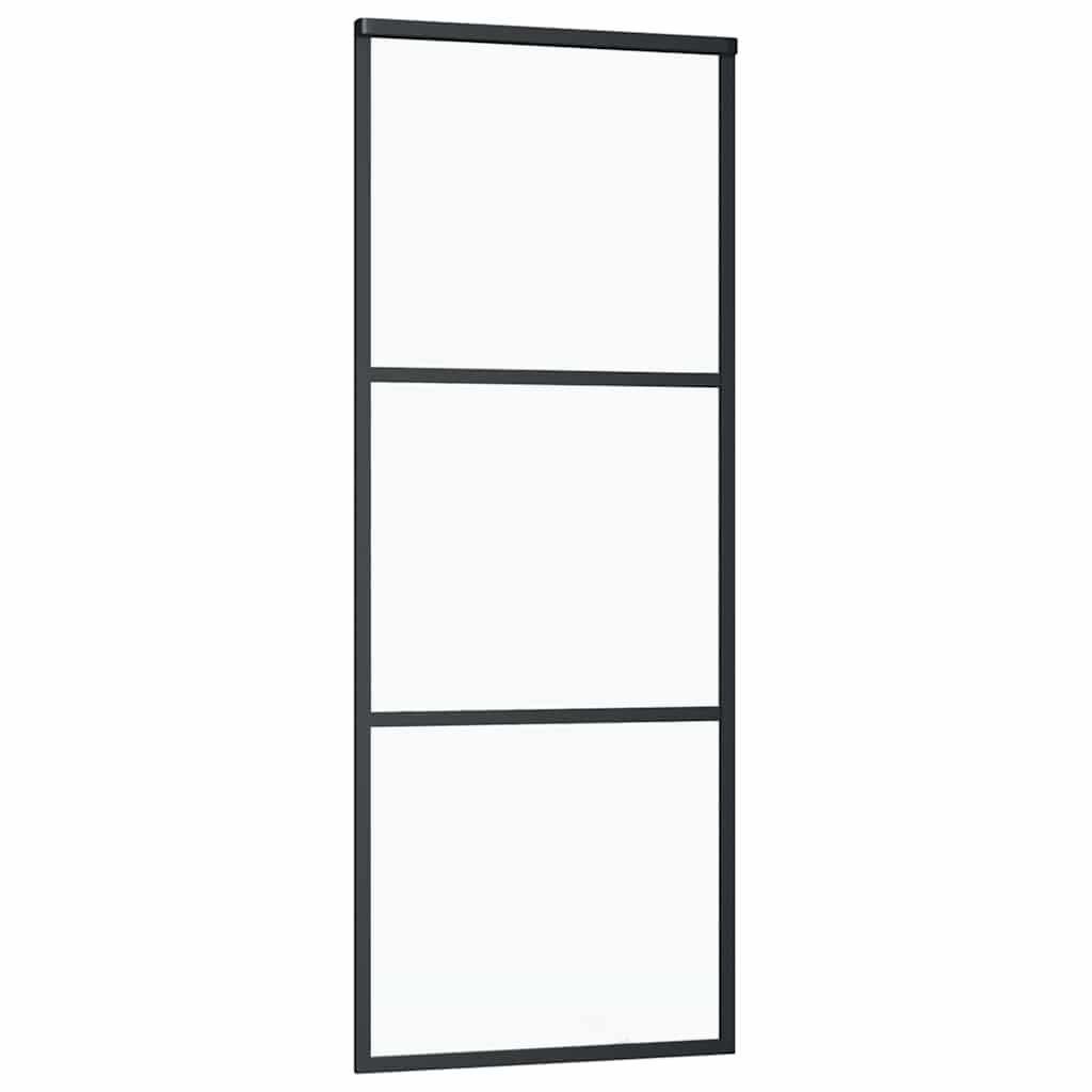 Porte coulissante kit de quincaillerie noir 76x205 cm verre ESG