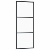 Porte coulissante kit de quincaillerie noir 76x205 cm verre ESG