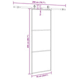 Porte coulissante kit de quincaillerie noir 76x205 cm verre ESG