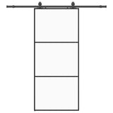 Porte coulissante kit de quincaillerie noir 90x205 cm verre ESG