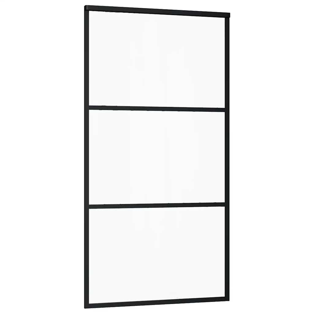 Porte coulissante kit de quincaillerie noir 102x205cm verre ESG