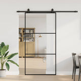 Porte coulissante kit de quincaillerie noir 102x205cm verre ESG