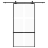 Porte coulissante kit de quincaillerie noir 102x205cm verre ESG